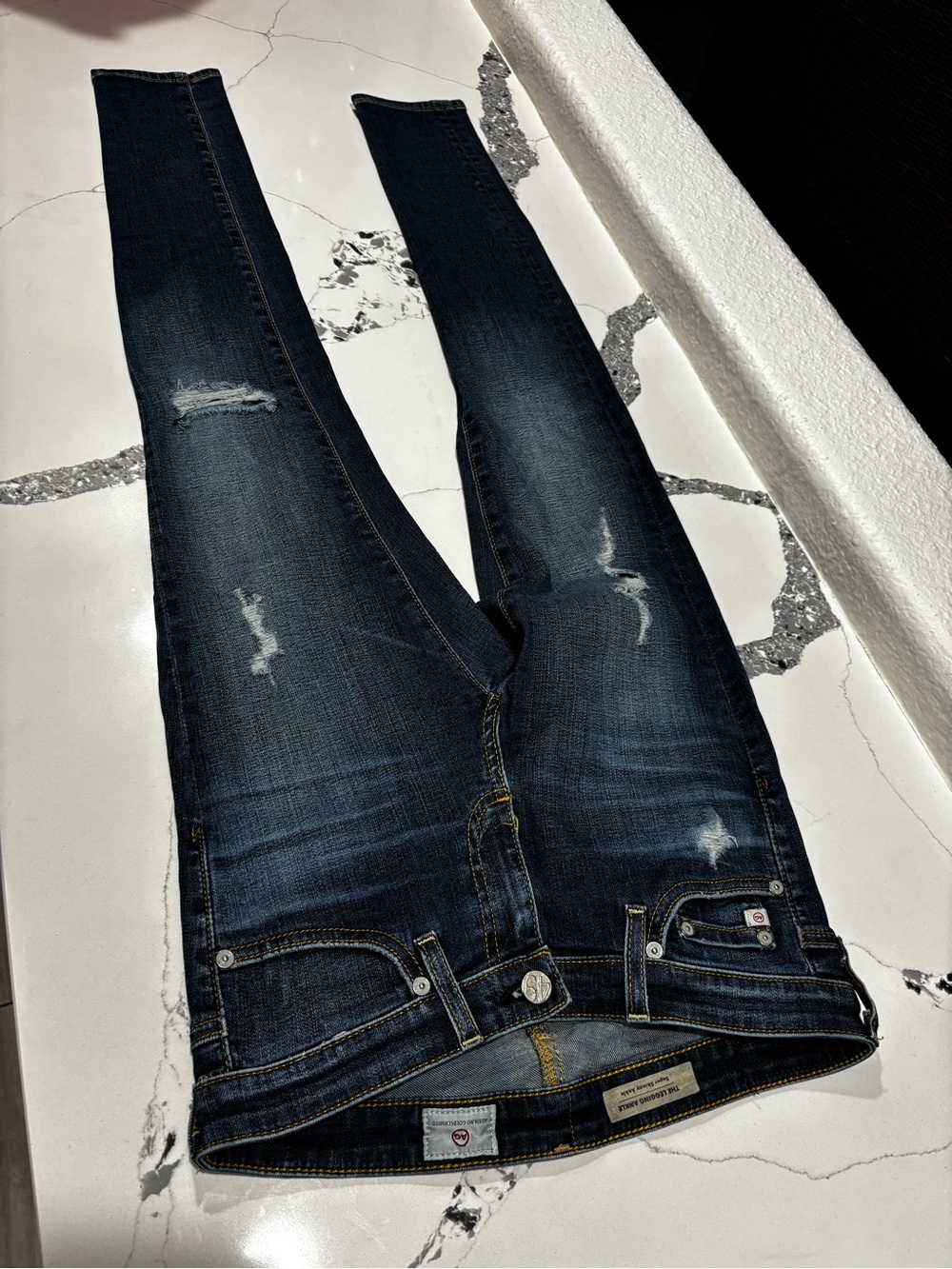 Ag Adriano Goldschmied Blue Denim Jeans with Yellow Stitching size 25 like new